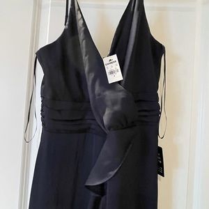 Express satin ruffle wrap front dress